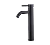 Ibergrif, M11203B Grifo de Baño Clásico, Mezclador Monomando Lavabo, Grifo de Lavabo para Agua Fría y Caliente, Acero Inoxidable, Negro