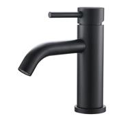 Ibergrif, M11003B, Grifo de Baño Clásico, Mezclador Monomando Lavabo, Grifo de Lavabo para Agua Fría y Caliente, Acero Inoxidable, Negro
