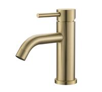 Ibergrif M11003Y Grifo de Baño Clásico, Mezclador Monomando Lavabo, Grifo de Lavabo para Agua Fría y Caliente, Acero Inoxidable, Oro