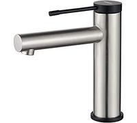 Ibergrif M11027A Luna, Grifo de Lavaboa, Mezclador Monomando para Baño, Níquel Pulido, Gris