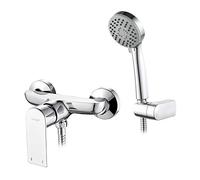 Ibergrif M12002 Supreme, Kit de Grifo, Mezclador de Ducha Monomando con Alcachofa, Soporte, Manguera, Cromo, Plata