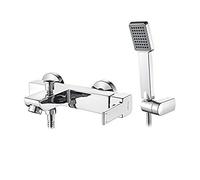 Ibergrif M13001 Gold, Completo de Grifo Cuadrado para Bañera con Alcachofa, Mezclador de Baño-Ducha Monomando para Instalación en Pared, Cromo, Plata