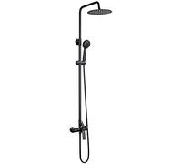 Ibergrif M17004B Columna Ducha Negra, Duchas de Baño Columna con Rociador, Alcachofa, Manguera, Barra Ajustable y Soporte, Cómodo, Barra Ducha Pared 2 Experiencias de Baño