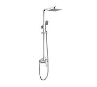 Ibergrif M17025-Nimes, Columna de Ducha, Sistema de Ducha Cuadrado con Ducha de Mano, Manguera de Ducha, Barra de Ducha Ajustable y Soporte, Cromo, Plata