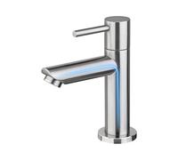 Ibergrif M18103 Grifo monomando para lavabo de baño - Grifo de agua fría individual de acero inoxidable, gris