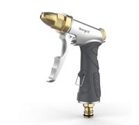 Ibergrif M20284 Pistola De Manguera De Jardín, Pistola de Agua a Presión con Boquilla de Latón Completa, Con Boquilla 4 Patrones De Riego, Para Lavar Coches, Mascotas, Regar el Jardín