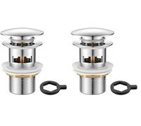 Ibergrif M20502 Click-Clack Desagüe Lavabo Universal con Rebosadero, Válvula Tapon para Bidés, Plata (Paquete de 2)