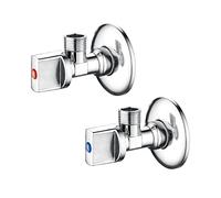 Ibergrif M22008 Llave de Escuadra, Válvula de Angulo Latón, Crome, Dos Piezas/Caja, Plata, G1/2"