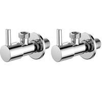 Ibergrif M22025-1/2 Llave de Escuadra 1/2" x 1/2", Válvula de Ángulo G1/2 de Acero Inoxidable Cromado, Válvula de Cierre de Agua para Lavabo, Fregadero y Baño (Paquete de 2)