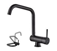 Ibergrif M22106B Grifo de Cocina Abatible, Fregadero Monomando para Ventana, Negro