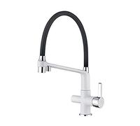 Ibergrif Grifo Osmosis 3 Vías Cromado, Grifo Cocina con Caño Flexible y Ducha de Mano, Pulverizador de Doble Función 3 en 1 para Purificador de Filtro de Aguay Fregadero de Cocina, Negro M22127B-2