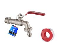 Ibergrif M22201 Grifo de Jardín Universal, Griferia de Exterior, Entrada 1/2" y Salida 3/4", Resistente al Óxido y Las Heladas, Latón