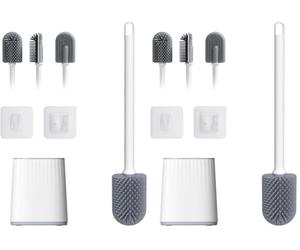 Ibergrif, M34151-2 Escobilla de Baño Silicona con Soporte - Escobilla de Silicona Higiénica Antigérmenes, Blanco - Resistente al Moho y Fácil (Paquete de 2)