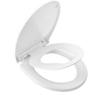 Ibergrif M41002-2 Tapa WC, Asiento de Inodoro Familiar con Cierre Suave en Forma de O con Liberación Rápida, Fácil de Limpiar, Blanco