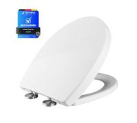 Ibergrif M41002 Tapa wc, Asiento de Inodoro de Cierre Suave en Forma de O con Liberación Rápida para una Fácil Limpieza, Blanco