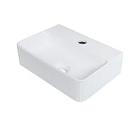 Ibergrif, M41101 Lavabo de Cerámica Rectangular con 1 Orificio para Grifo, Montado en la Pared, Tamaño: 375 × 262 × 105 mm, Blanco