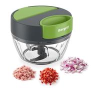 Ibergrif M502 Picadora Manual con Cuerda, Picadora de Verduras Multifuncional, Vegetable Chopper con Puerto de Alimentación, Sin BPA, Picadora de Alimentos Easy Pull para Verduras carne Nueces