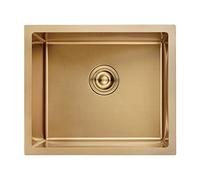 Ibergrif, M85043G Fregadero Cocina 50 x 43 cm, Fregadero Bajo Encimera o Sobre Encimera con Filtro de Drenaje, Acero Inoxidable, Oro Cepillado