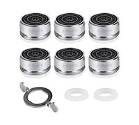 Ibergrif M91005 6 Piezas Aireador Grifo M24, Filtro Grifo de Lavabo de Cocina, Carcasa de Latón y Filtro de ABS, Incluye 8 Juntas y 1 Llave Inglesa, Plata