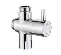Ibergrif M92202 Desviador Ducha 3 Vías, Válvula Ducha G1/2 | Adaptador de Latón Cromado con 1 Entrada y 2 Salidas, Selector Universal para Ducha Manual y Rociador Fijo, 1-5 Bar