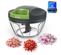 Ibergrif M501 Picadora Manual con Cuerda, Picadora de Verduras Multifuncional, Vegetable Chopper con Tapa, Sin BPA, FáCil de Limpiar, Picadora de Alimentos Easy Pull para Verduras, Frutas, Nueces