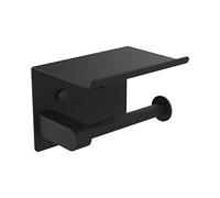 Ibergrif MK34053B - Portarrollos Adhesivo Sin Tapa de Papel Higiénico con el Teléfono Móvil Estante de Almacenamiento, Acero Inoxidable, Negro