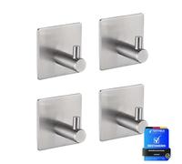 Ibergrif MK34251A, Ganchos Acero, Soporte de Pared para Toallas de Baño, Colgador Cocina, 4 Piezas, Acero Inoxidable, Plata