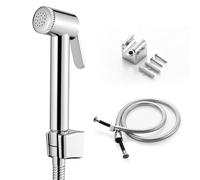 Ibergrif Alcachofa de Bidé con Soporte y Flexo, Pulverizador de Ducha de Agua Fría y Caliente, Color Plata, Accesorios de Baño, Instalación Fácil, Ahorro de Agua y Comodidad, M20282