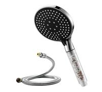 Ibergrif Set de Cabezal de Ducha Filtrado - Panel 125mm + Manguera 150cm - 3 Modos de Pulverización - Reduce Cal & Cloro - Alta Presión & Ahorro de Agua
