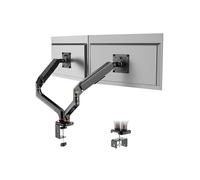 Ibergrif Soporte de Monitor Doble para Pantallas de 13"-32", Brazo de Gas Ajustable, Soporta 2 Monitores, Inclinación, Giro y Rotación con Base de Montaje C-Clamp y Grommet, VESA 75/100mm (MA001-2)