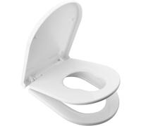 Ibergrif M41001-2 Tapa WC Universal, Asiento de Inodoro Familiar con Cierre Suave en Forma de D con Liberación Rápida, Fácil de Limpiar, Blanco