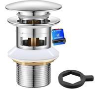 Ibergrif Tapón Pop Up para Lavabo - Válvula Click Clack con Rebosadero - Latón Cromado - Fácil Instalación Sin Herramientas - Ajuste Universal 41-50 mm, M20502