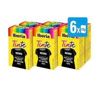 Iberia - Pack de 6, Tinte para Ropa Color Negro, Color Brillante y Duradero, No Destiñe, Incluye Cubeta con Fijador y Dos Sobres de Tinte, Apto para Teñir en Lavadora y a Mano - Pack 6 x 70 g