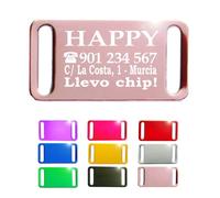 Iberiagifts - Placa de identificación para fijar en el collar para mascotas pequeñas-medianas. Collar no incluido. (Rosa)