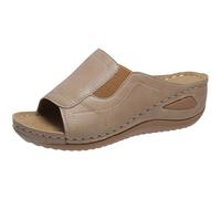 Iberisboutique Sandalias,Sandalias Planas Ortopédicas Cómodas para Mujer,Sandalias de Plataforma con Soporte para el Arco (12,Beige)