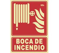 IberNorma FA0408 Señal BIE Boca de incendio 21x30cm Clase A D≤10m PVC Luminiscente Homologada nueva UNE 23034:2023 y RIPCI (Clase A)