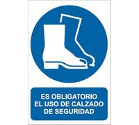 IberNorma MP224 Señal de Es Obligatorio el uso de Calzado de Seguridad 21x30cm Cartel de Obligación homologado en PVC ideal para locales, almacenes y zonas industriales