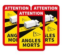 IberNorma Pack carteles adhesivos Attention Angles morts para camión Homologado 25x17cm Señal ángulos muertos Pegatina de alta adherencia con protección UV para camiones (3 unidades)