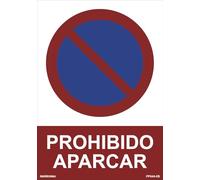 IberNorma PP240-ES Señal de Prohibido Aparcar 21x30cm Cartel de prohibición de aparcamiento vado por salida de coches en PVC homologado