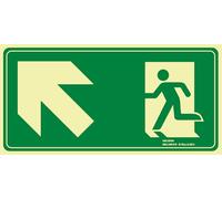 IberNorma SPA151 Señal evacuación Salida escalera flecha Arriba izquierda 32x16cm Clase A PVC Luminiscente Homologada (Clase A)