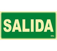IberNorma SPB104 Señal Evacuación Salida 32x16cm Clase B D≤10m PVC Luminiscente Homologada nueva UNE 23034:2023 (Clase B)