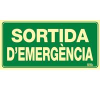 IberNorma SPB106-CT Senyal Sortida d'Emergència 32x16cm Classe B D≤10m PVC Luminescent Homologada nova UNE 23034:2023 y RIPCI (Clase B)