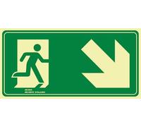 IberNorma SPB140 Señal evacuación Salida escalera flecha Abajo derecha 32x16cm Clase B PVC Luminiscente Homologada (Clase B)