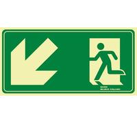 IberNorma SPB141 Señal evacuación Salida escalera flecha Abajo izquierda 32x16cm Clase B PVC Luminiscente Homologada (Clase B)