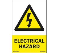 IberNorma WS007-EN - Señal de Electrical Hazard en ingles, cartel en vinilo adhesivo 10x15cm, pegatina homologada de Electric Danger, ideal para cuadros eléctricos y maquinaria industrial