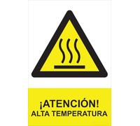 IberNorma WS220 - Señal Adhesiva de ¡Atención! Alta temperatura 20x30cm Pegatina de Peligro por altas temperaturas homologada Cartel ideal para maquinaria industrial (20x30cm)
