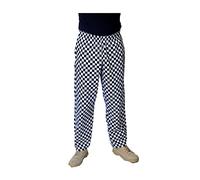 IBEX Pantalones de chef para hombre y mujer, pantalones de chef unisex con cordón, pantalones de cocina profesionales ligeros de polialgodón (XS - 5XL), Cuadros blancos y negros, L