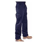 IBEX S3 - Pantalones de trabajo para hombre, múltiples bolsillos, estilo cargo - Mezcla duradera de poliéster y algodón, pantalones de combate para construcción pesada (Tallas 28W-50W), azul marino