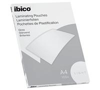 Ibico Basics Láminas para Plastificar Tamaño A4, Ligeras, Pack de 100, Acabado Brillante, Transparentes, 627308