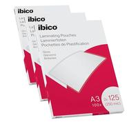 Ibico 627321 - Láminas para Plastificar, Carteras de Plastificar, Tamaño A3, Acabado Brillante, 2x125 250 Micras, Caja de 100, Transparentes, Esquinas Redondeadas, Compatible con Todas las Marcas